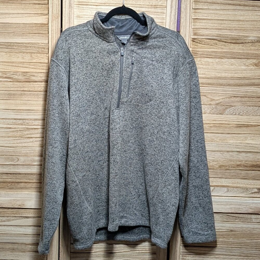Eddie Bauer Quarter-Zip Pullover Gray Size TL Tall Large